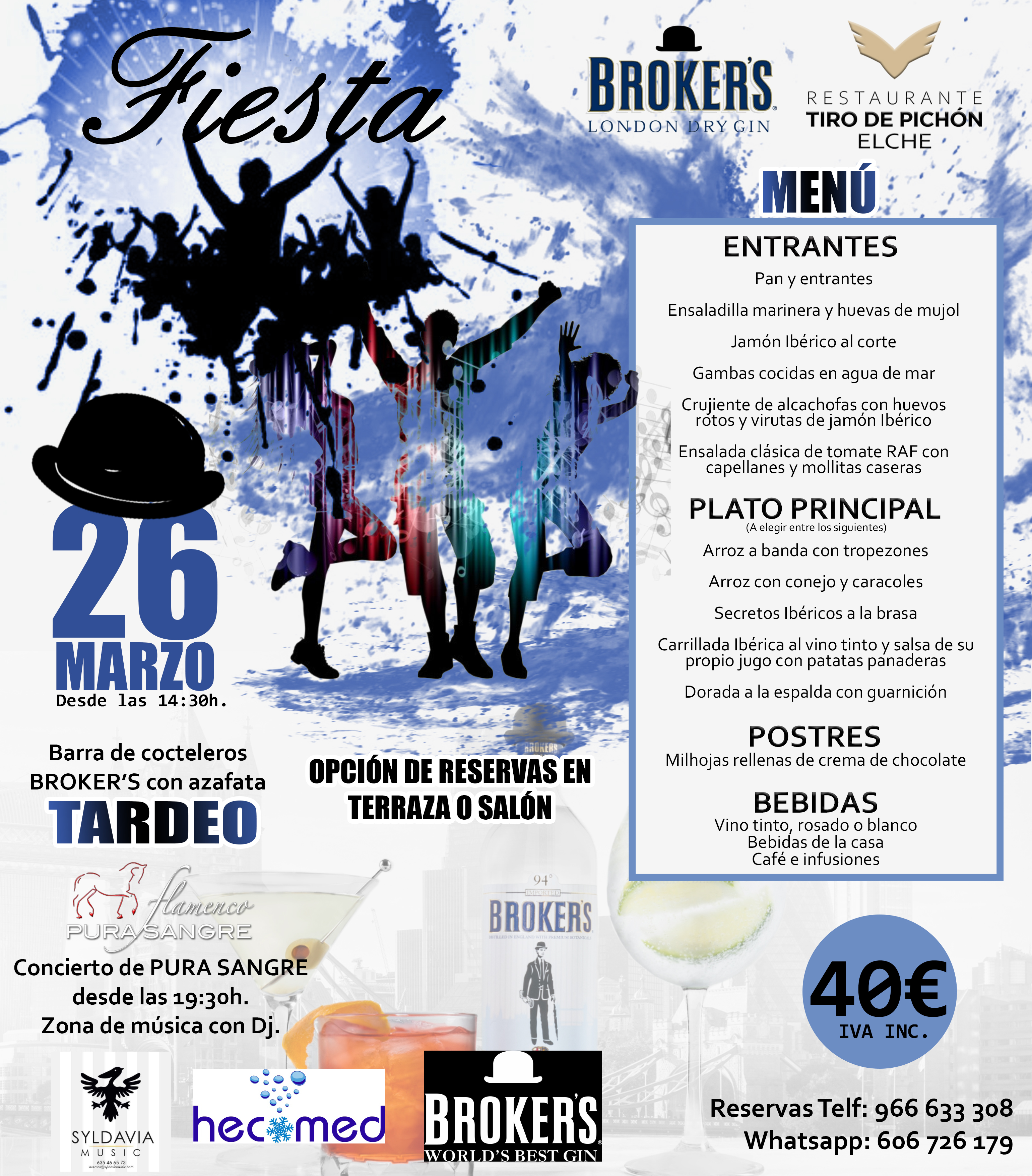 Menús para el Restaurante Tiro de Pichón de Elche